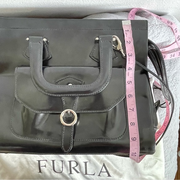 FURLA Vintage Black Leather Shoulder Bag - Picture 8 of 16